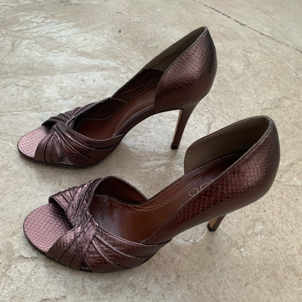 Chocolate peep toe heels